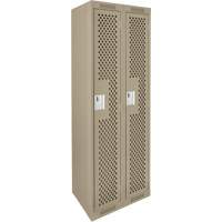 Clean Line Lockers, Bank of 2, 24" x 15" x 72", Steel, Beige, Rivet (Assembled), Perforated GTA Hardware Inc