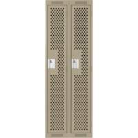 Clean Line Lockers, Bank of 2, 24" x 15" x 72", Steel, Beige, Rivet (Assembled), Perforated GTA Hardware Inc