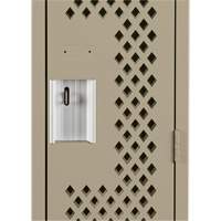 Clean Line Lockers, Bank of 3, 36" x 15" x 72", Steel, Beige, Rivet (Assembled), Perforated GTA Hardware Inc