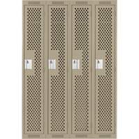 Clean Line Lockers, Bank of 4, 48" x 15" x 72", Steel, Beige, Rivet (Assembled), Perforated GTA Hardware Inc