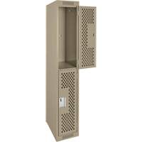 Casiers Clean Line, 2 niveaux, 12" x 12" x 72", Acier, Beige, Rivet (assembl&eacute;), Perfor&eacute; GTA Hardware Inc