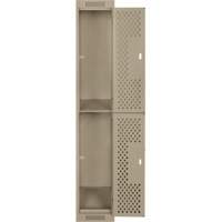 Casiers Clean Line, 2 niveaux, 12" x 12" x 72", Acier, Beige, Rivet (assembl&eacute;), Perfor&eacute; GTA Hardware Inc