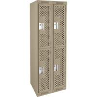 Casiers Clean Line, 2 niveaux, Bloc de 2, 24" x 12" x 72", Acier, Beige, Rivet (assembl&eacute;), Perfor&eacute; GTA Hardware Inc