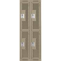 Casiers Clean Line, 2 niveaux, Bloc de 2, 24" x 12" x 72", Acier, Beige, Rivet (assembl&eacute;), Perfor&eacute; GTA Hardware Inc