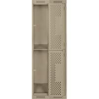 Casiers Clean Line, 2 niveaux, Bloc de 2, 24" x 12" x 72", Acier, Beige, Rivet (assembl&eacute;), Perfor&eacute; GTA Hardware Inc