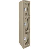 Casiers Clean Line, 3 niveaux, 12" x 12" x 72", Acier, Beige, Rivet (assembl&eacute;), Perfor&eacute; GTA Hardware Inc