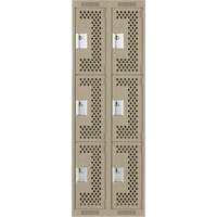 Casiers Clean Line, 3 niveaux, Bloc de 2, 24" x 12" x 72", Acier, Beige, Rivet (assembl&eacute;), Perfor&eacute; GTA Hardware Inc
