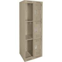 Casiers Clean Line, 3 niveaux, Bloc de 2, 24" x 12" x 72", Acier, Beige, Rivet (assembl&eacute;), Perfor&eacute; GTA Hardware Inc
