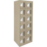 Assembled Lockerettes Clean Line Perforated Economy Lockers, 6 -tier, Bank of 2, 18" x 72" x 12", Steel GTA Hardware Inc