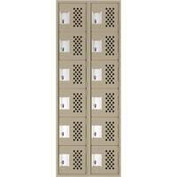 Assembled Lockerettes Clean Line Perforated Economy Lockers, 6 -tier, Bank of 2, 18" x 72" x 12", Steel GTA Hardware Inc