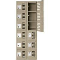 Assembled Lockerettes Clean Line Perforated Economy Lockers, 6 -tier, Bank of 2, 18" x 72" x 12", Steel GTA Hardware Inc