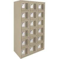 Assembled Lockerettes Clean Line Perforated Economy Lockers, 6 -tier, Bank of 3, 18" x 72" x 12", Steel GTA Hardware Inc