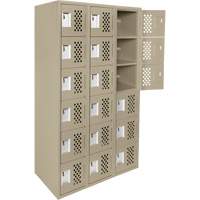 Assembled Lockerettes Clean Line Perforated Economy Lockers, 6 -tier, Bank of 3, 18" x 72" x 12", Steel GTA Hardware Inc