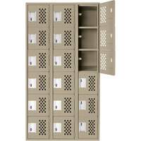 Assembled Lockerettes Clean Line Perforated Economy Lockers, 6 -tier, Bank of 3, 18" x 72" x 12", Steel GTA Hardware Inc