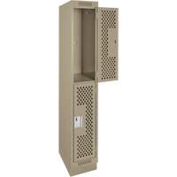 Casiers Clean Line, 2 niveaux, 12" x 18" x 76", Acier, Beige, Rivet (assembl&eacute;), Perfor&eacute; GTA Hardware Inc
