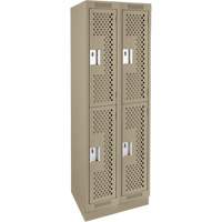 Casiers Clean Line, 2 niveaux, Bloc de 2, 24" x 18" x 76", Acier, Beige, Rivet (assembl&eacute;), Perfor&eacute; GTA Hardware Inc