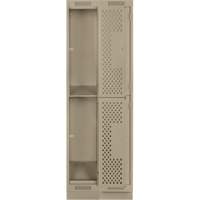 Casiers Clean Line, 2 niveaux, Bloc de 2, 24" x 18" x 76", Acier, Beige, Rivet (assembl&eacute;), Perfor&eacute; GTA Hardware Inc