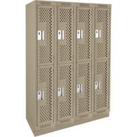 Clean Line Lockers, 2 -tier, Bank of 4, 48" x 18" x 76", Steel, Beige, Rivet (Assembled), Perforated GTA Hardware Inc