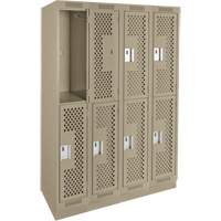 Clean Line Lockers, 2 -tier, Bank of 4, 48" x 18" x 76", Steel, Beige, Rivet (Assembled), Perforated GTA Hardware Inc