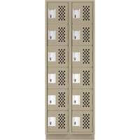 Assembled Lockerettes Clean Line Perforated Economy Lockers, 6 -tier, Bank of 2, 18" x 72" x 12", Steel GTA Hardware Inc