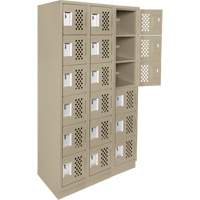 Assembled Lockerettes Clean Line Perforated Economy Lockers, 6 -tier, Bank of 3, 18" x 72" x 12", Steel GTA Hardware Inc