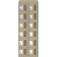Assembled Lockerettes Clean Line Perforated Economy Lockers, 6 -tier, Bank of 2, 18" x 72" x 12", Steel GTA Hardware Inc