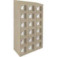 Assembled Lockerettes Clean Line Perforated Economy Lockers, 6 -tier, Bank of 3, 18" x 72" x 12", Steel GTA Hardware Inc