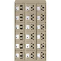 Assembled Lockerettes Clean Line Perforated Economy Lockers, 6 -tier, Bank of 3, 18" x 72" x 12", Steel GTA Hardware Inc