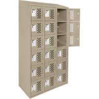 Assembled Lockerettes Clean Line Perforated Economy Lockers, 6 -tier, Bank of 3, 18" x 72" x 12", Steel GTA Hardware Inc