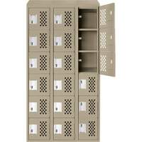 Assembled Lockerettes Clean Line Perforated Economy Lockers, 6 -tier, Bank of 3, 18" x 72" x 12", Steel GTA Hardware Inc