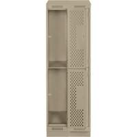 Clean Line Lockers, 2 -tier, Bank of 2, 24" x 15" x 82", Steel, Beige, Rivet (Assembled), Perforated GTA Hardware Inc