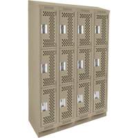 Clean Line Lockers, 3 -tier, Bank of 4, 48" x 15" x 82", Steel, Beige, Rivet (Assembled), Perforated GTA Hardware Inc
