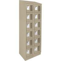 Assembled Lockerettes Clean Line Perforated Economy Lockers, 6 -tier, Bank of 2, 18" x 72" x 12", Steel GTA Hardware Inc