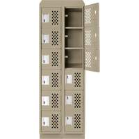 Assembled Lockerettes Clean Line Perforated Economy Lockers, 6 -tier, Bank of 2, 18" x 72" x 12", Steel GTA Hardware Inc