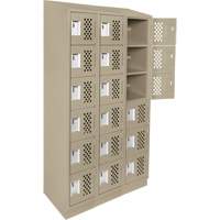 Assembled Lockerettes Clean Line Perforated Economy Lockers, 6 -tier, Bank of 3, 18" x 72" x 12", Steel GTA Hardware Inc