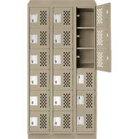 Assembled Lockerettes Clean Line Perforated Economy Lockers, 6 -tier, Bank of 3, 18" x 72" x 12", Steel GTA Hardware Inc