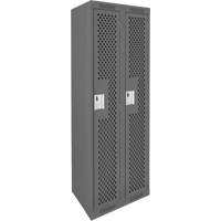 Clean Line Lockers, Bank of 2, 24" x 15" x 72", Steel, Charcoal, Rivet (Assembled), Perforated GTA Hardware Inc