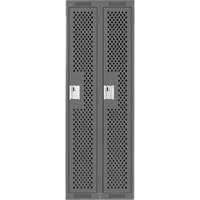 Clean Line Lockers, Bank of 2, 24" x 15" x 72", Steel, Charcoal, Rivet (Assembled), Perforated GTA Hardware Inc