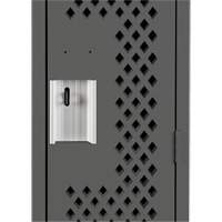 Clean Line Lockers, Bank of 3, 36" x 15" x 72", Steel, Charcoal, Rivet (Assembled), Perforated GTA Hardware Inc