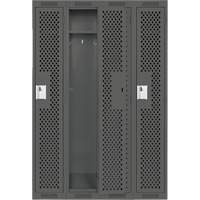 Clean Line Lockers, Bank of 4, 48" x 15" x 72", Steel, Charcoal, Rivet (Assembled), Perforated GTA Hardware Inc