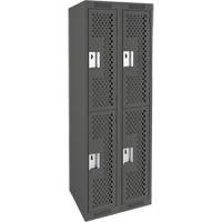 Casiers Clean Line, 2 niveaux, Bloc de 2, 24" x 12" x 72", Acier, Charbon, Rivet (assembl&eacute;), Perfor&eacute; GTA Hardware Inc
