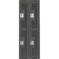 Casiers Clean Line, 2 niveaux, Bloc de 2, 24" x 12" x 72", Acier, Charbon, Rivet (assembl&eacute;), Perfor&eacute; GTA Hardware Inc