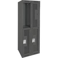 Casiers Clean Line, 2 niveaux, Bloc de 2, 24" x 12" x 72", Acier, Charbon, Rivet (assembl&eacute;), Perfor&eacute; GTA Hardware Inc
