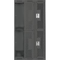 Clean Line Lockers, 2 -tier, Bank of 3, 36" x 12" x 72", Steel, Charcoal, Rivet (Assembled), Perforated GTA Hardware Inc