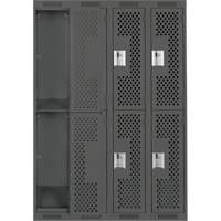 Clean Line Lockers, 2 -tier, Bank of 4, 48" x 12" x 72", Steel, Charcoal, Rivet (Assembled), Perforated GTA Hardware Inc