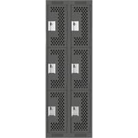 Casiers Clean Line, 3 niveaux, Bloc de 2, 24" x 12" x 72", Acier, Charbon, Rivet (assembl&eacute;), Perfor&eacute; GTA Hardware Inc