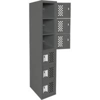 Assembled Lockerettes Clean Line Perforated Economy Lockers, 6 -tier, 18" x 72" x 12", Steel GTA Hardware Inc