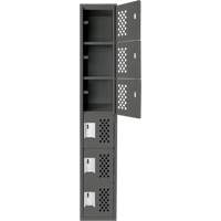 Assembled Lockerettes Clean Line Perforated Economy Lockers, 6 -tier, 18" x 72" x 12", Steel GTA Hardware Inc