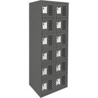 Assembled Lockerettes Clean Line Perforated Economy Lockers, 6 -tier, Bank of 2, 18" x 72" x 12", Steel GTA Hardware Inc