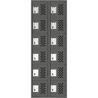 Assembled Lockerettes Clean Line Perforated Economy Lockers, 6 -tier, Bank of 2, 18" x 72" x 12", Steel GTA Hardware Inc